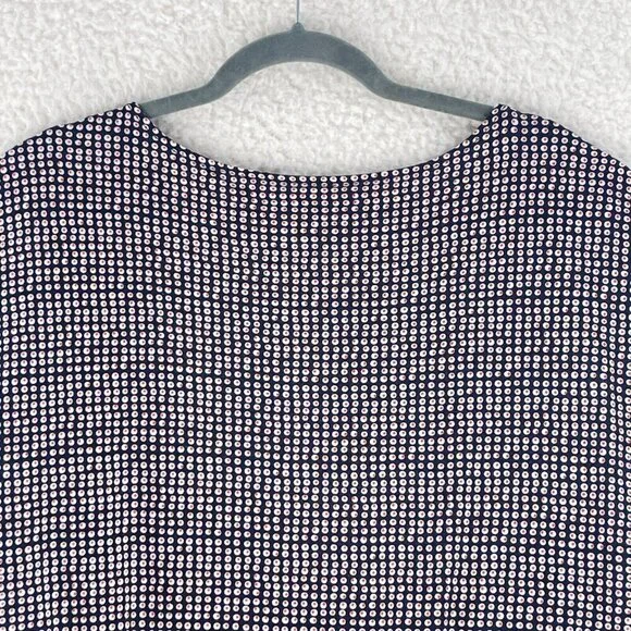 Ann Taylor LOFT Blue Dot Print Pull Over Shirt‎ Womens Short Sleeve Size XL - Picture 11 of 13